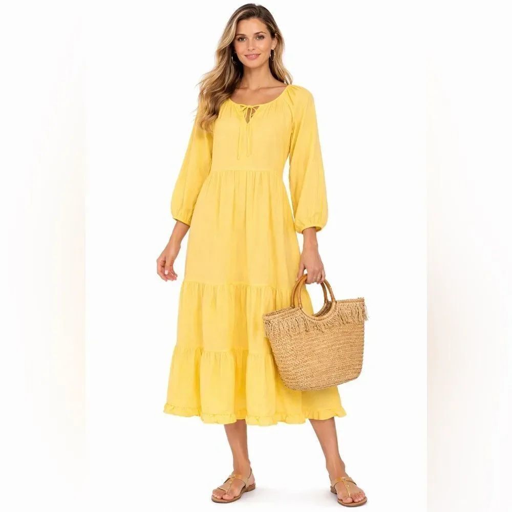 J.Crew Linen Tiered Midi Dress – Size S/M